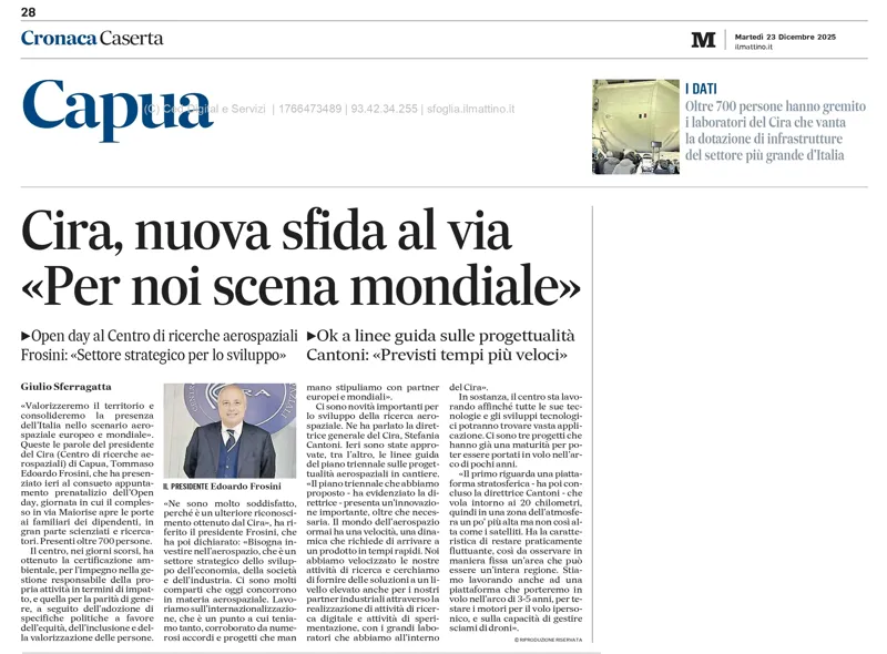 Open Day al CIRA: un momento di condivisione e visione per il futuro