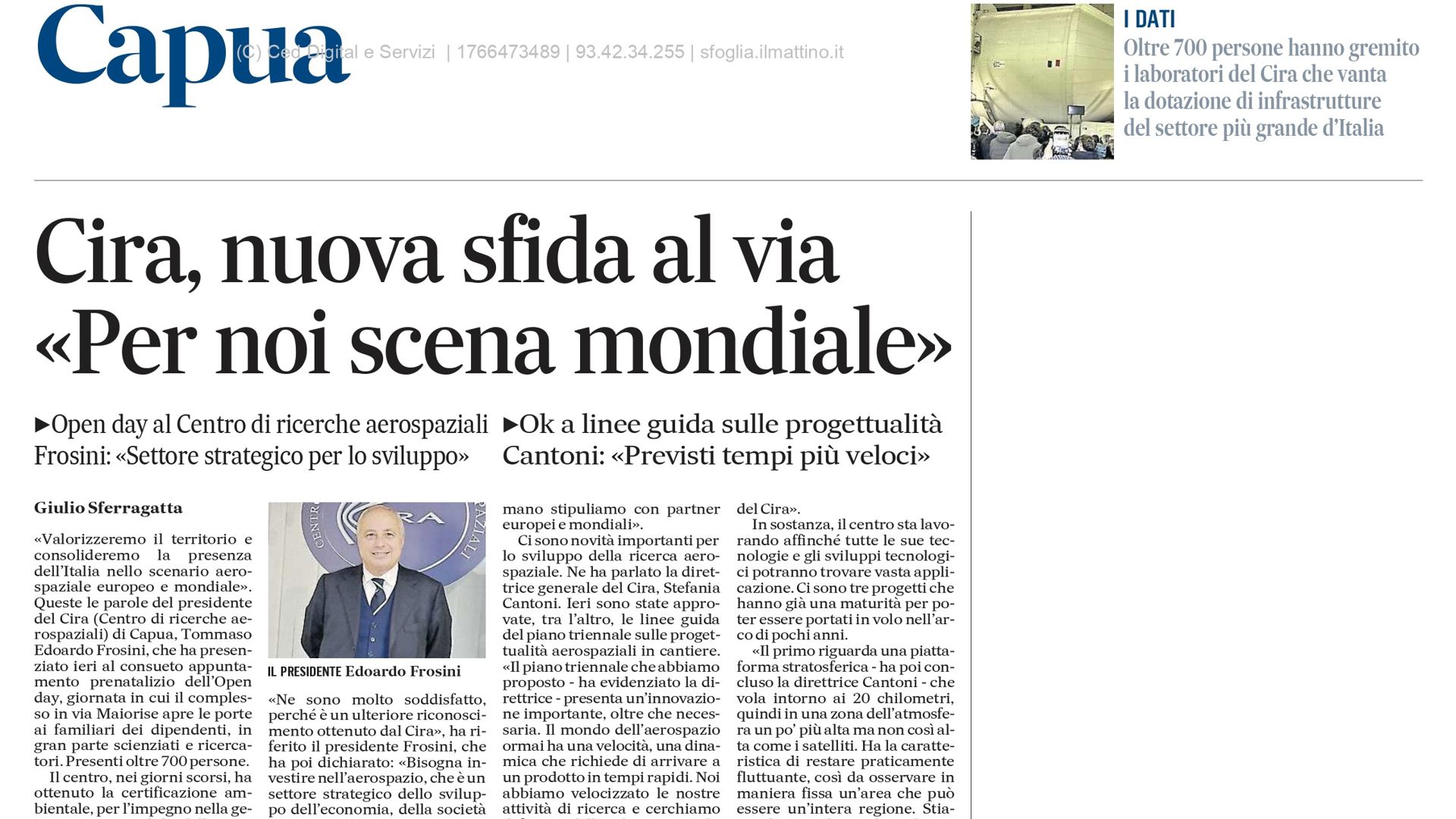 Open Day al CIRA: un momento di condivisione e visione per il futuro